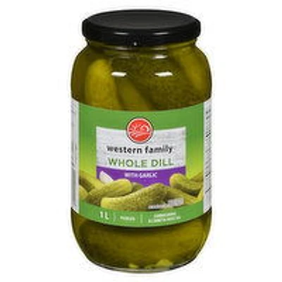 Western Family - Whole Dill with Garlic Pickles, 1 Litre