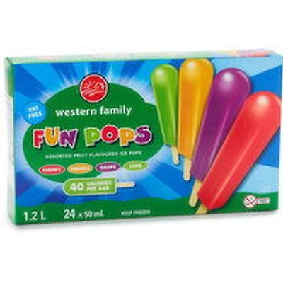 Western Family - Ice Pops Assorted Fruit - Fat Free, 24 Each