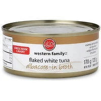 Western Family - Flaked White Albacore Tuna in Broth, 170 Gram