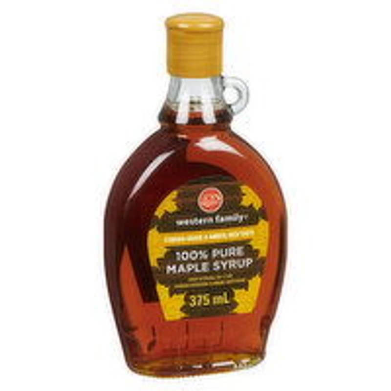 Western Family - 100% Pure Maple Syrup Amber, 375 Millilitre