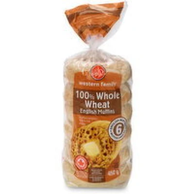 Western Family - Whole Wheat English Muffins, 6 Each
