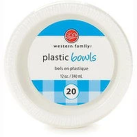Western Family - Coloured Plastic Bowls, 20 Each