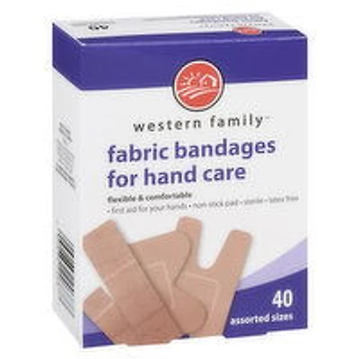 Western Family - Fabric Hand Care Bandages - Assorted Sizes, 40 Each