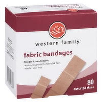 Western Family - Fabric Bandages Assorted Sizes, 80 Each