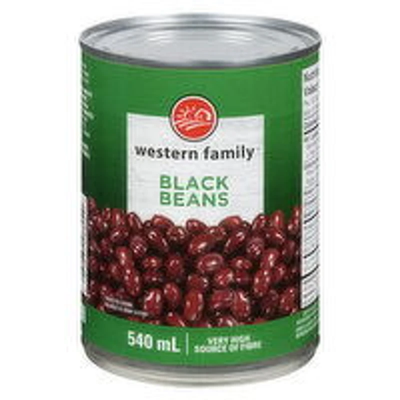 Western Family - Black Beans, 540 Millilitre