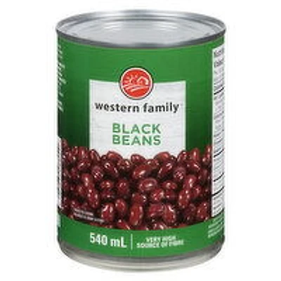 Western Family - Black Beans, 540 Millilitre
