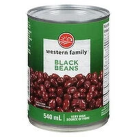Western Family - Black Beans, 540 Millilitre