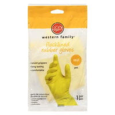 Western Family - Flocklined Rubber Gloves - Small, 2 Each