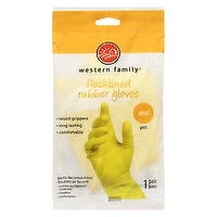 Western Family - Flocklined Rubber Gloves - Small, 2 Each