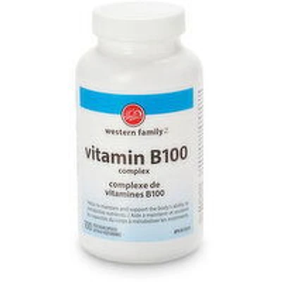 Western Family - VITAMIN B100 COMPLEX CAPSULE, 100 Each