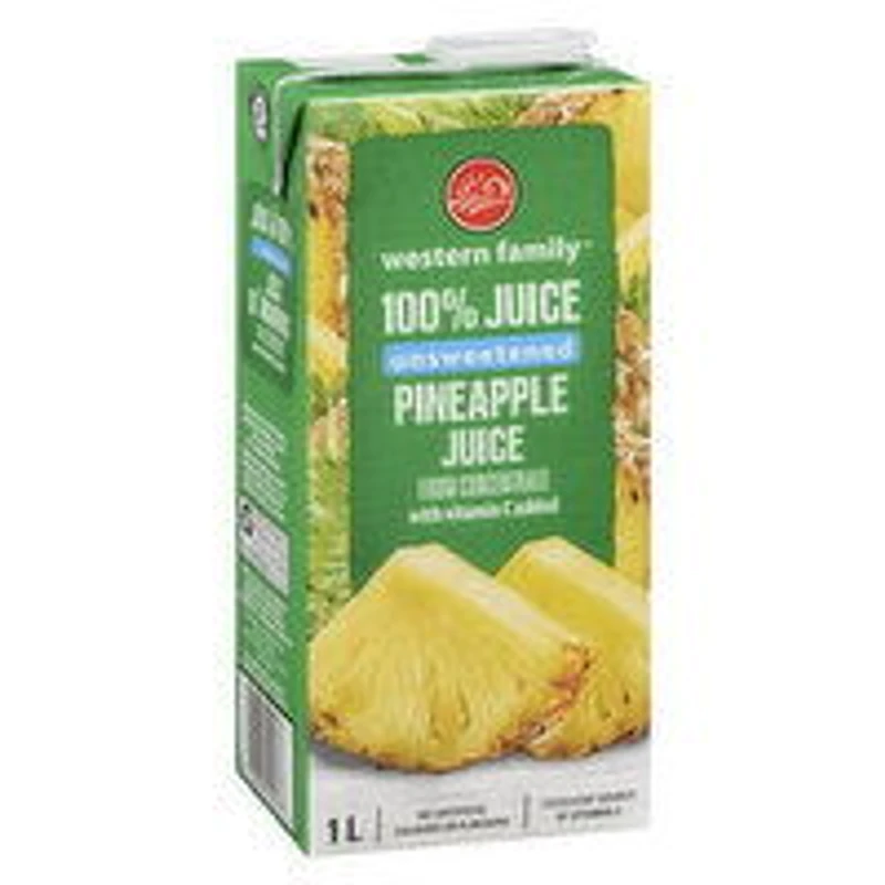 Western Family - Pineapple Juice Unsweetened, 1 Litre