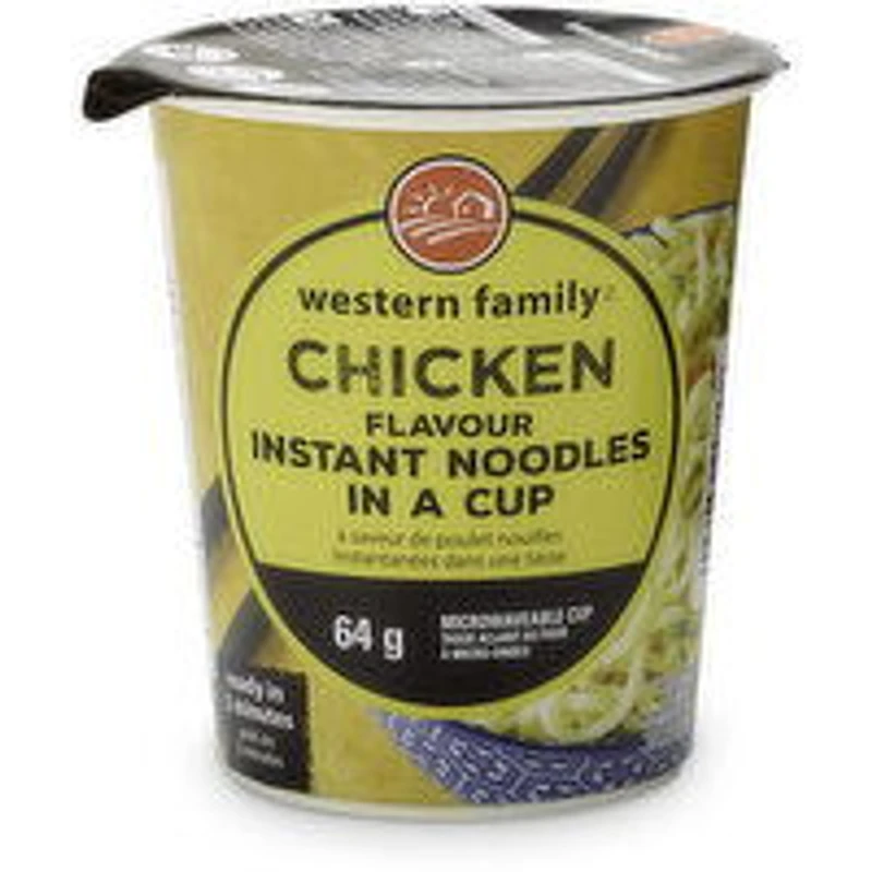 Western Family - Chicken Flavour Instant Noodle Cup, 64 Gram