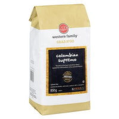 Western Family - Whole Bean Coffee, Colombian Supremo, 850 Gram