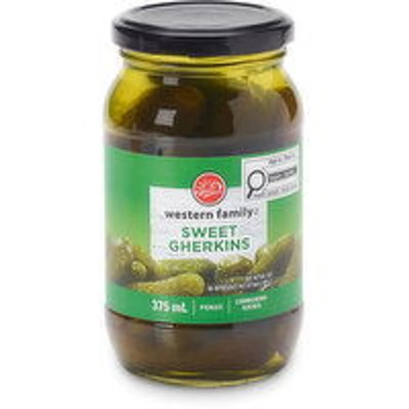 Western Family - Sweet Gherkins Pickles, 375 Millilitre