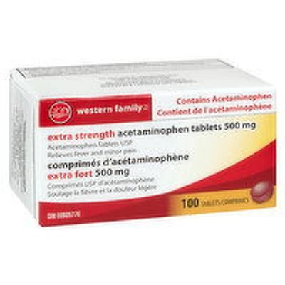 Western Family - Acetaminophen Extra Strength 500mg, 100 Each