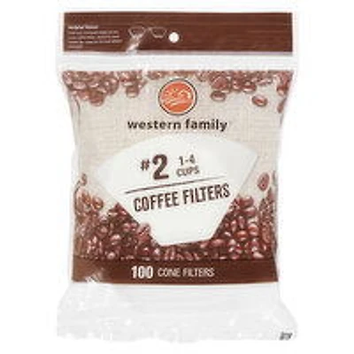 Western Family - Cone Coffee Filters #2 1-4 Cups, 100 Each
