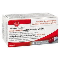 Western Family - Rapid Action Gel Caps Extra Strength Acetaminophen, 80 Each