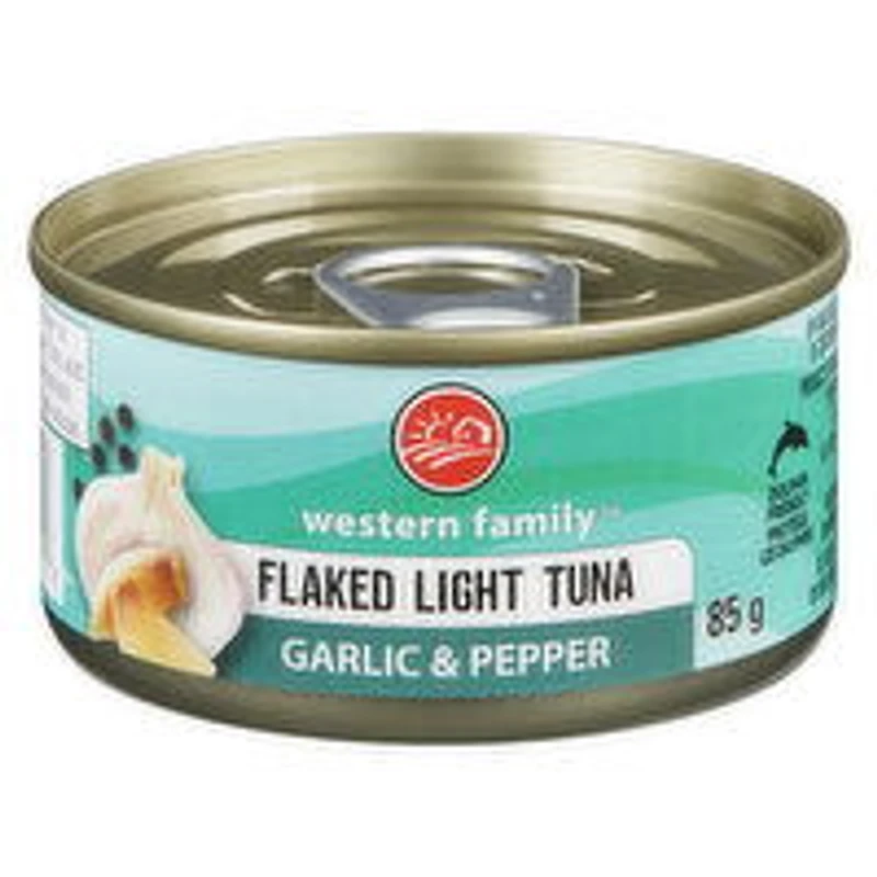 Western Family - Flaked Light Tuna Garlic & Pepper, 85 Gram