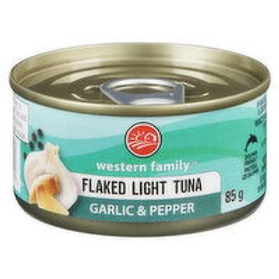 Western Family - Flaked Light Tuna Garlic & Pepper, 85 Gram