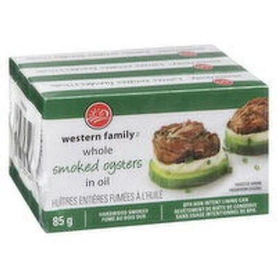 Western Family - Whole Smoked Oysters in Oil, 3 Pack, 1 Each