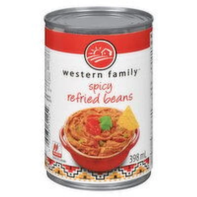 Western Family - Spicy Refried Beans, 398 Millilitre