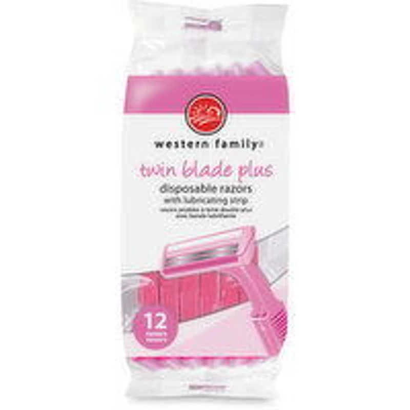 Western Family - Twin Blade Plus Disposable Razors, 12 Each