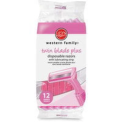 Western Family - Twin Blade Plus Disposable Razors, 12 Each