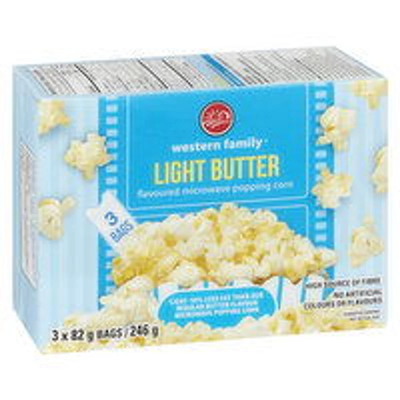 Western Family - Microwave Popcorn, Light Butter Flavour, 3 Each