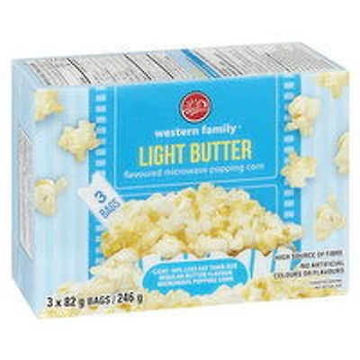 Western Family - Microwave Popcorn, Light Butter Flavour, 3 Each
