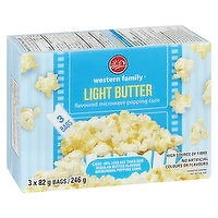 Western Family - Microwave Popcorn, Light Butter Flavour, 3 Each