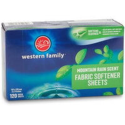 Western Family - Fabric Softener Sheets - Mountain Rain Scent, 120 Each