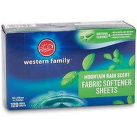 Western Family - Fabric Softener Sheets - Mountain Rain Scent, 120 Each