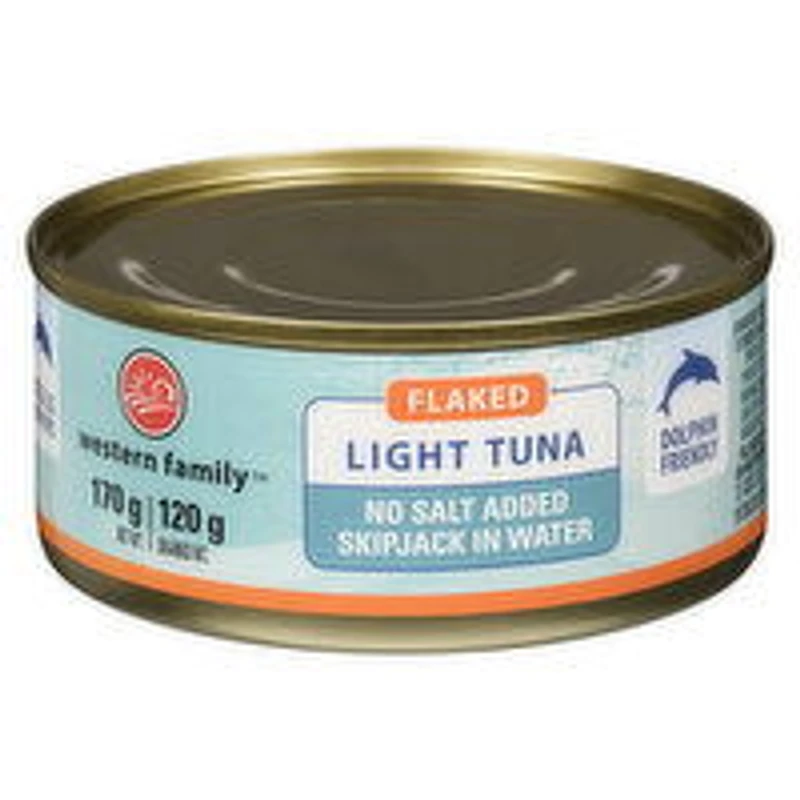 Western Family - Flaked Light Skipjack Tuna in Water No Salt Added, 170 Gram