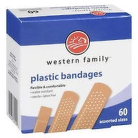 Western Family - Plastic Bandages Assorted, 60 Each