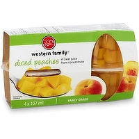 Western Family - Diced Peaches - In Pear Juice, 4 Each