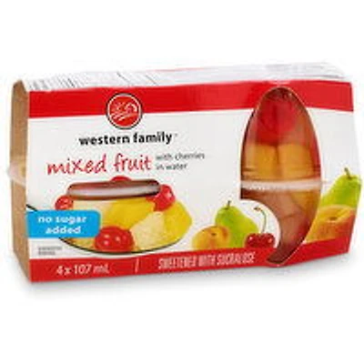 Western Family - Mixed Fruit with Cherries in Water, 4 Each