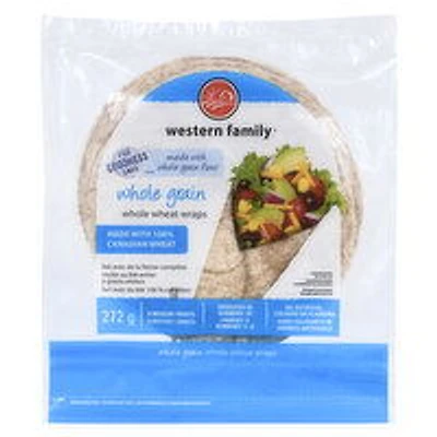 Western Family - Whole Grain Whole Wheat Wraps Medium, 8 Pack, 272 Gram