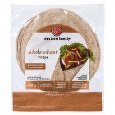 Western Family - Whole Wheat Wraps10in Large, 8 Pack, 488 Gram