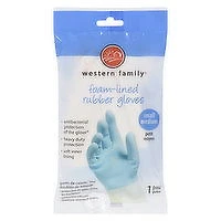 Western Family - Foam Lined Rubber Gloves - Small/Medium, 1 Each