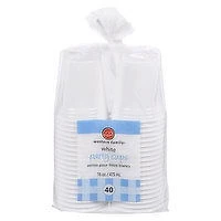 Western Family - White Party Cups Plastic 16oz, 40 Each