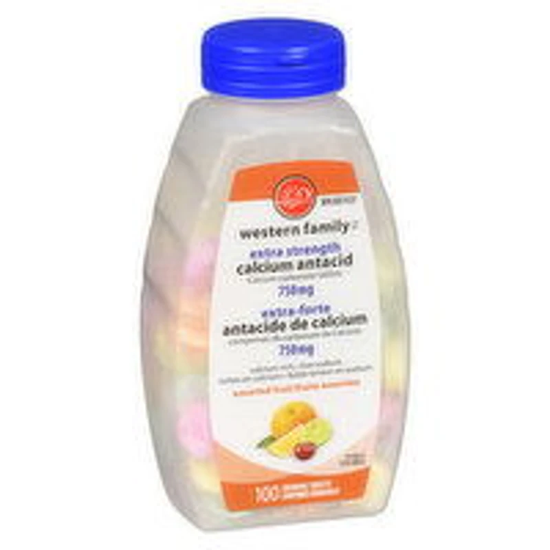 Western Family - WF Calcium Antacid XStrength Fruit, 100 Each