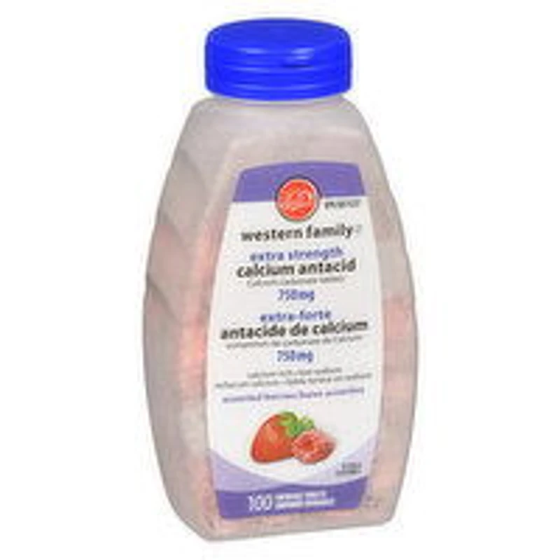 Western Family - Calcium Antacid Extra Strength - Assorted Berries, 100 Each
