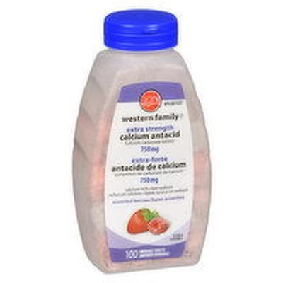 Western Family - Calcium Antacid Extra Strength - Assorted Berries, 100 Each