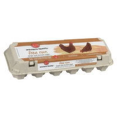Western Family - Free Run Eggs Brown Large, 12 Each