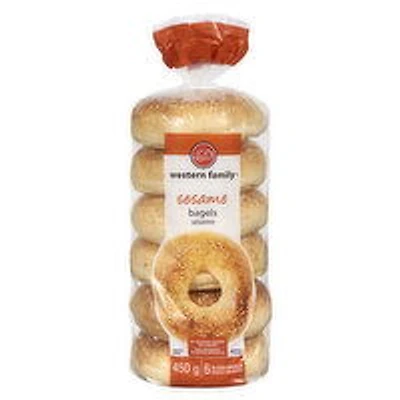 Western Family - Sesame Bagels, 6 Pack, 1 Each