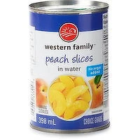 Western Family - Peach Slices in Water - No Sugar Added, 398 Millilitre