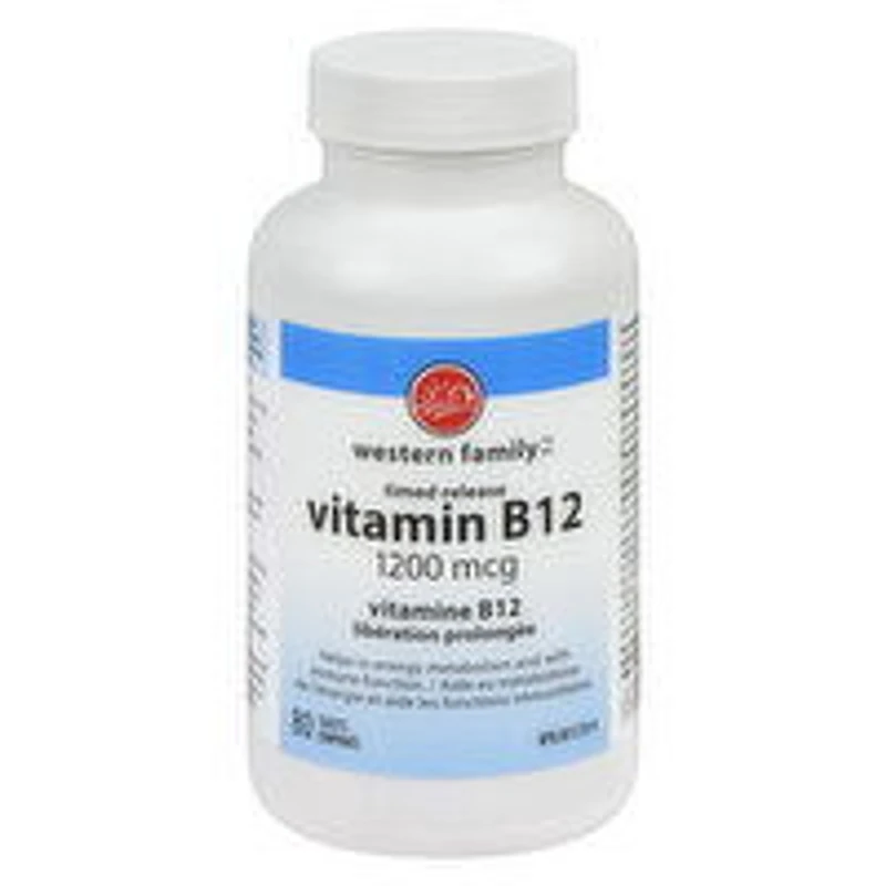 Western Family - Vitamin B12 Timed Release 1200mcg, 80 Each