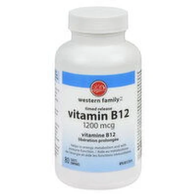 Western Family - Vitamin B12 Timed Release 1200mcg, 80 Each