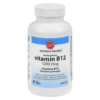 Western Family - Vitamin B12 Timed Release 1200mcg, 80 Each