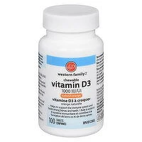 Western Family - Chewable Vitamin D Tablets - Natural Orange, 100 Each